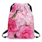 Peony And Rose Print Drawstring Backpack