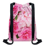 Peony And Rose Print Drawstring Backpack