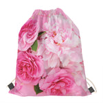 Peony And Rose Print Drawstring Bag