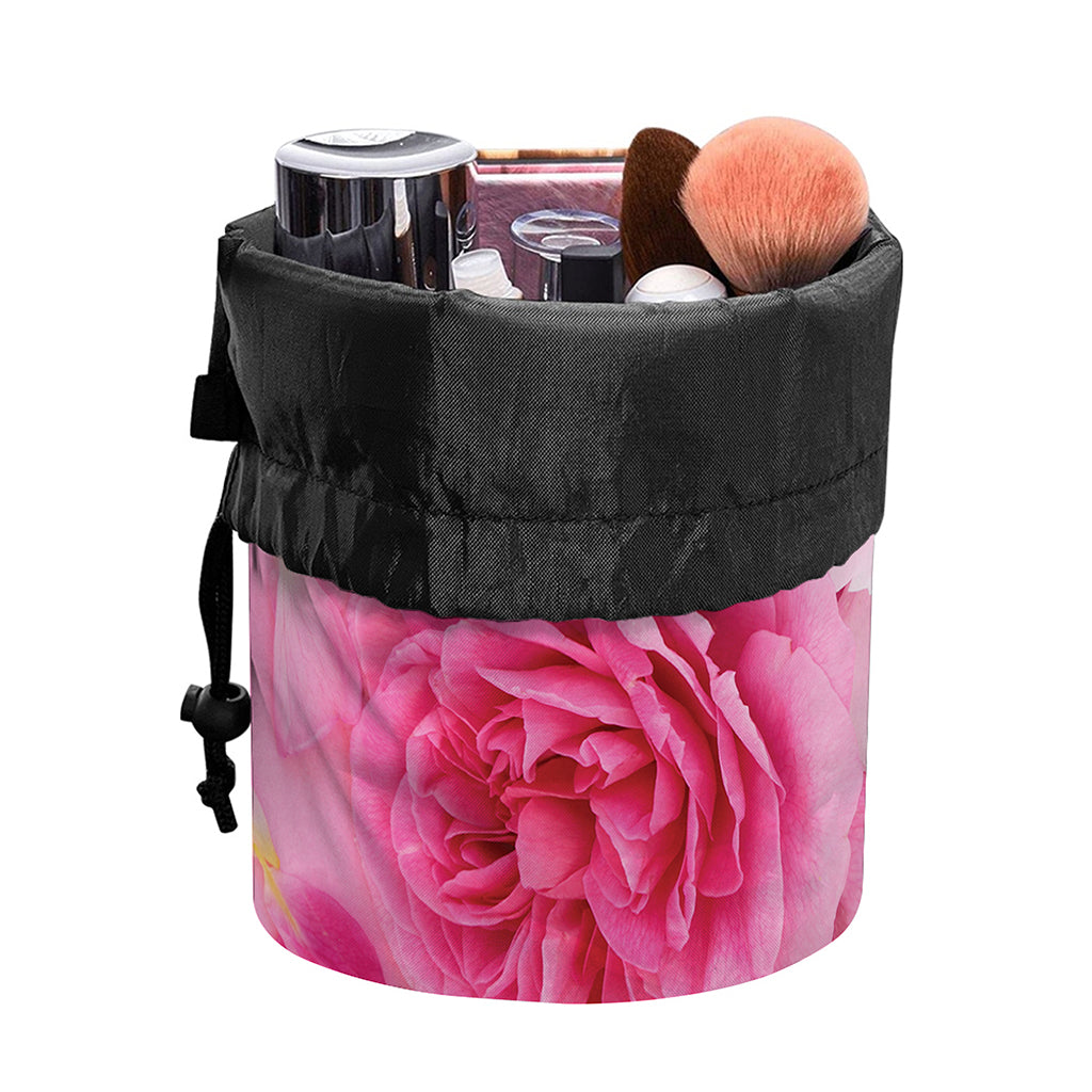 Peony And Rose Print Drawstring Makeup Bag