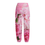 Peony And Rose Print Fleece Lined Knit Pants