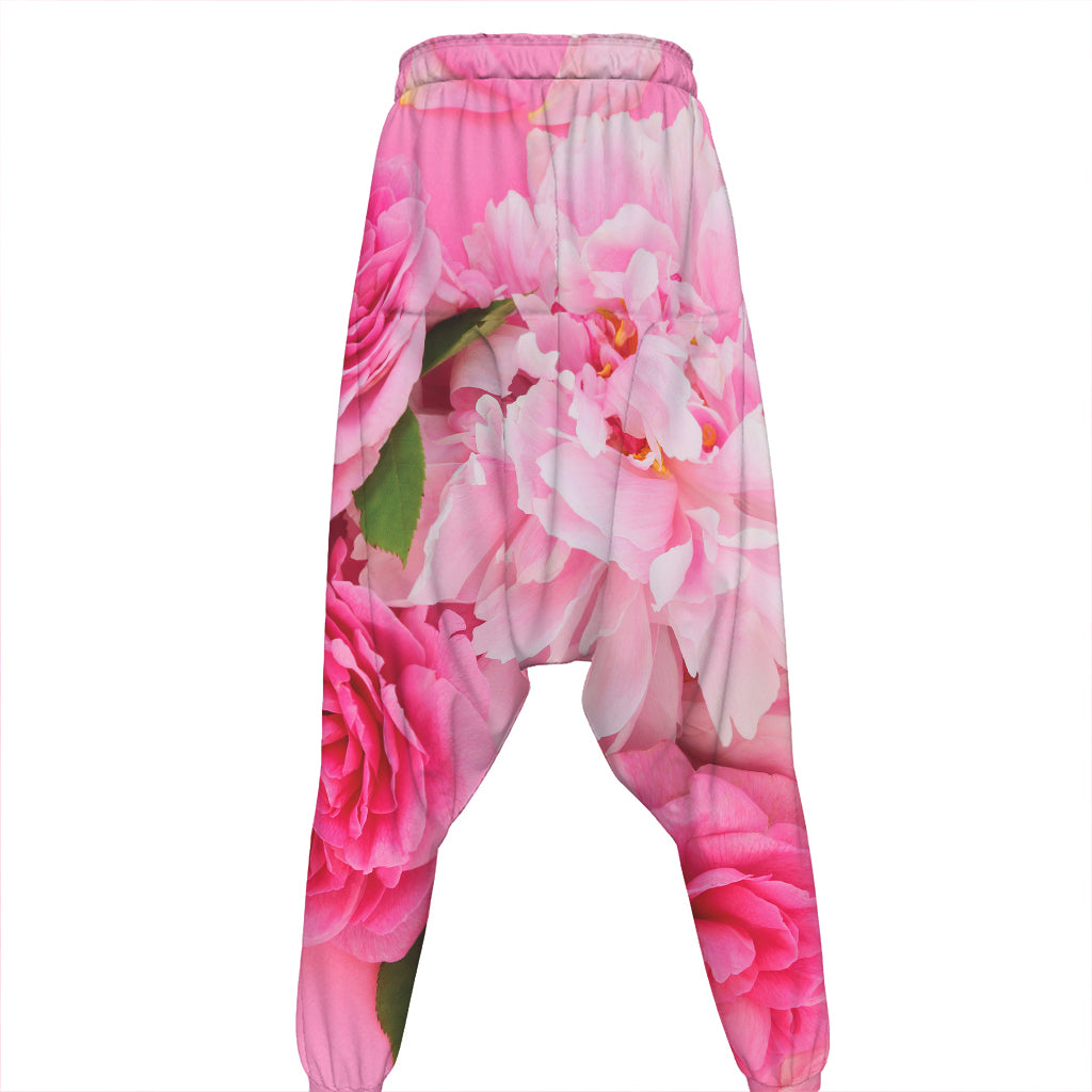 Peony And Rose Print Hammer Pants