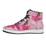 Peony And Rose Print High Top Leather Sneakers