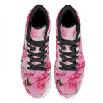 Peony And Rose Print High Top Leather Sneakers