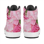 Peony And Rose Print High Top Leather Sneakers