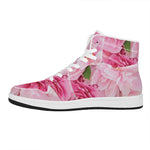 Peony And Rose Print High Top Leather Sneakers