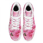 Peony And Rose Print High Top Leather Sneakers