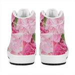 Peony And Rose Print High Top Leather Sneakers