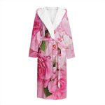 Peony And Rose Print Hooded Bathrobe