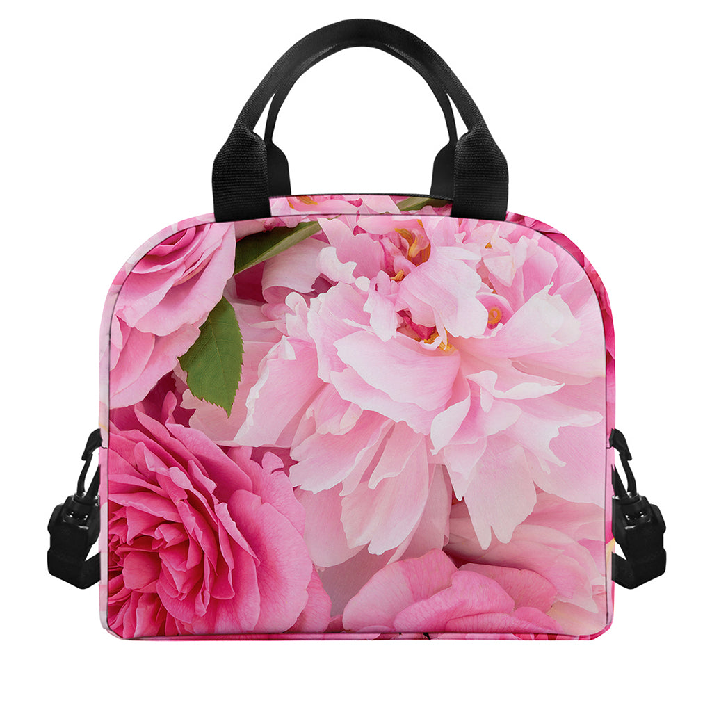 Peony And Rose Print Insulated Lunch Bag