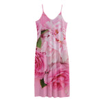 Peony And Rose Print Jersey Midi Cami Dress