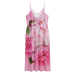 Peony And Rose Print Jersey Midi Cami Dress