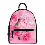 Peony And Rose Print Leather Backpack