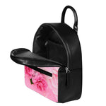 Peony And Rose Print Leather Backpack