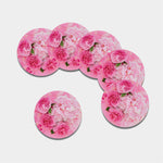 Peony And Rose Print Leather Coaster Set