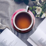 Peony And Rose Print Leather Coaster Set