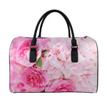 Peony And Rose Print Leather Duffle Bag