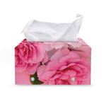 Peony And Rose Print Leather Tissue Box Cover