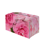 Peony And Rose Print Leather Tissue Box Cover