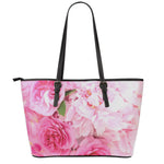 Peony And Rose Print Leather Tote Bag