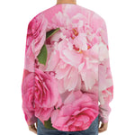 Peony And Rose Print Long Sleeve Baseball Jersey