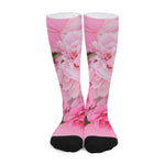 Peony And Rose Print Long Socks
