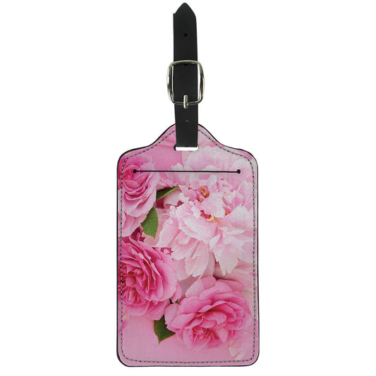 Peony And Rose Print Luggage Tag