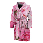 Peony And Rose Print Men's Bathrobe