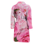 Peony And Rose Print Men's Bathrobe