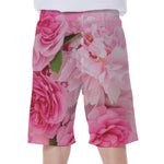 Peony And Rose Print Men's Beach Shorts