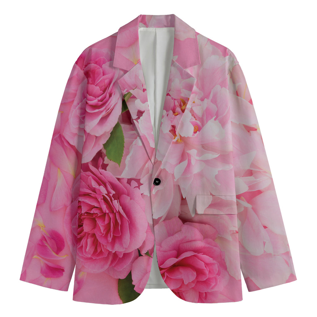 Peony And Rose Print Men's Blazer