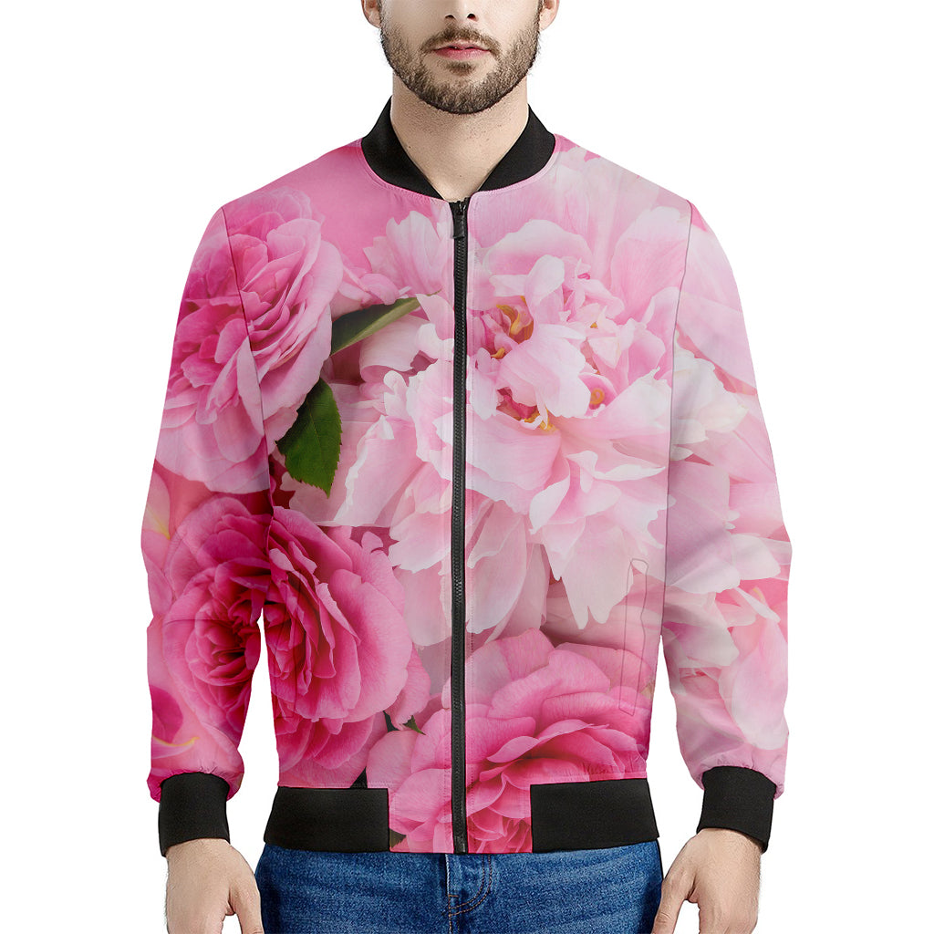 Peony And Rose Print Men's Bomber Jacket