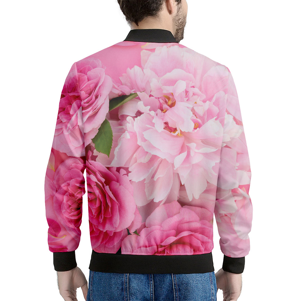 Peony And Rose Print Men's Bomber Jacket