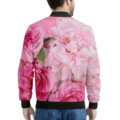 Peony And Rose Print Men's Bomber Jacket