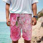 Peony And Rose Print Men's Cargo Shorts