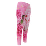Peony And Rose Print Men's Compression Pants