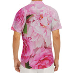 Peony And Rose Print Men's Deep V-Neck Shirt