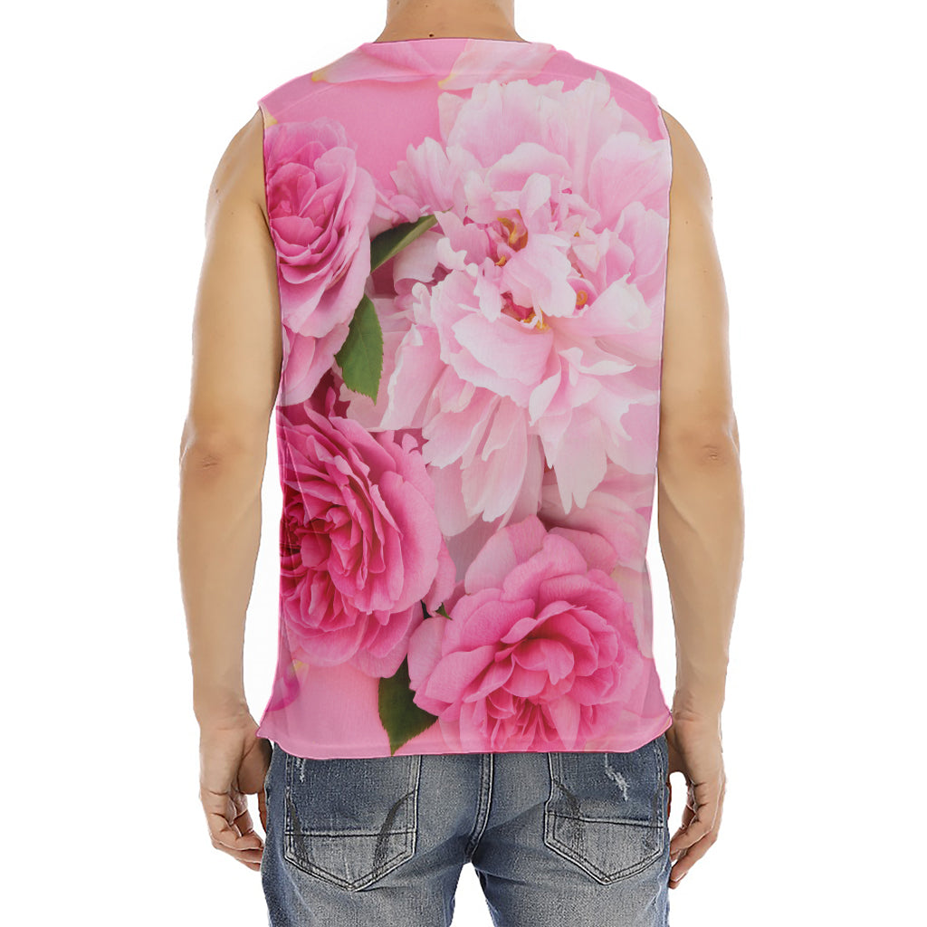 Peony And Rose Print Men's Fitness Tank Top