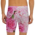 Peony And Rose Print Men's Long Boxer Briefs
