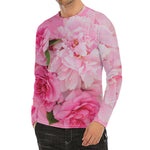 Peony And Rose Print Men's Long Sleeve Rash Guard