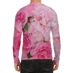 Peony And Rose Print Men's Long Sleeve Rash Guard