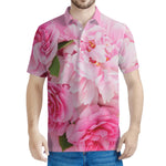 Peony And Rose Print Men's Polo Shirt