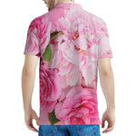 Peony And Rose Print Men's Polo Shirt