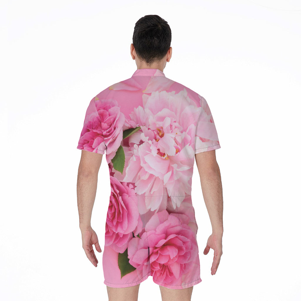 Peony And Rose Print Men's Rompers