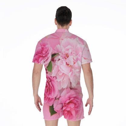 Peony And Rose Print Men's Rompers