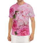 Peony And Rose Print Men's Short Sleeve Rash Guard