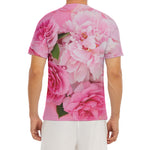 Peony And Rose Print Men's Short Sleeve Rash Guard