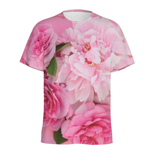 Peony And Rose Print Men's Sports T-Shirt