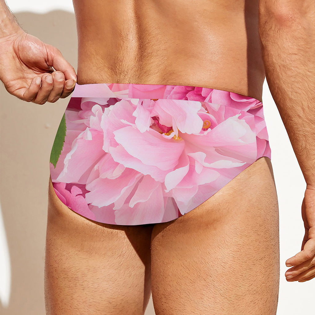 Peony And Rose Print Men's Swim Briefs