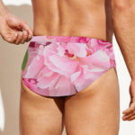 Peony And Rose Print Men's Swim Briefs